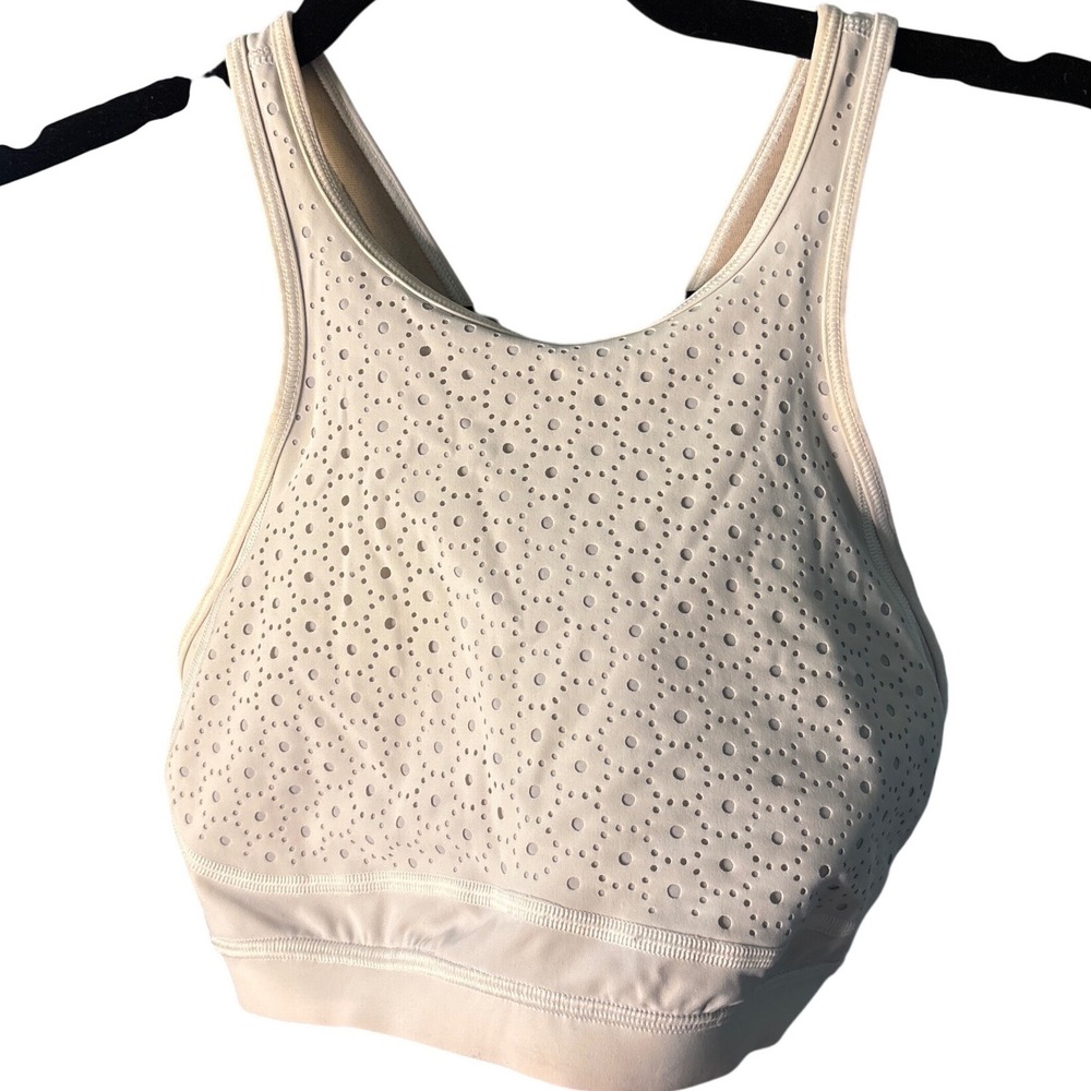Vintage Lululemon Energy Bra High Neck Laser Cut Cream Off-White Size 4 LW2AS0S